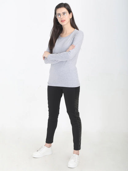 Fleximaa Women's Cotton Plain Round Neck Full Sleeve T-Shirt - fleximaa-so