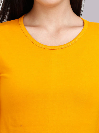 Fleximaa Women's Cotton Plain Round Neck Half Sleeve T-Shirt - fleximaa-so