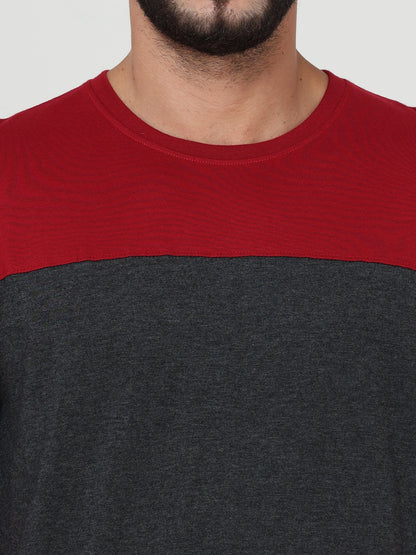 Fleximaa Men's Cotton Round Neck Color Block Full Sleeve T-Shirt - fleximaa-so