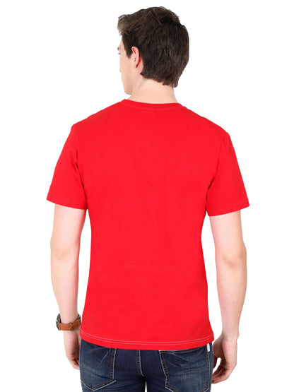 Men's Cotton Round Neck Printed Color Block Half Sleeve T-Shirt