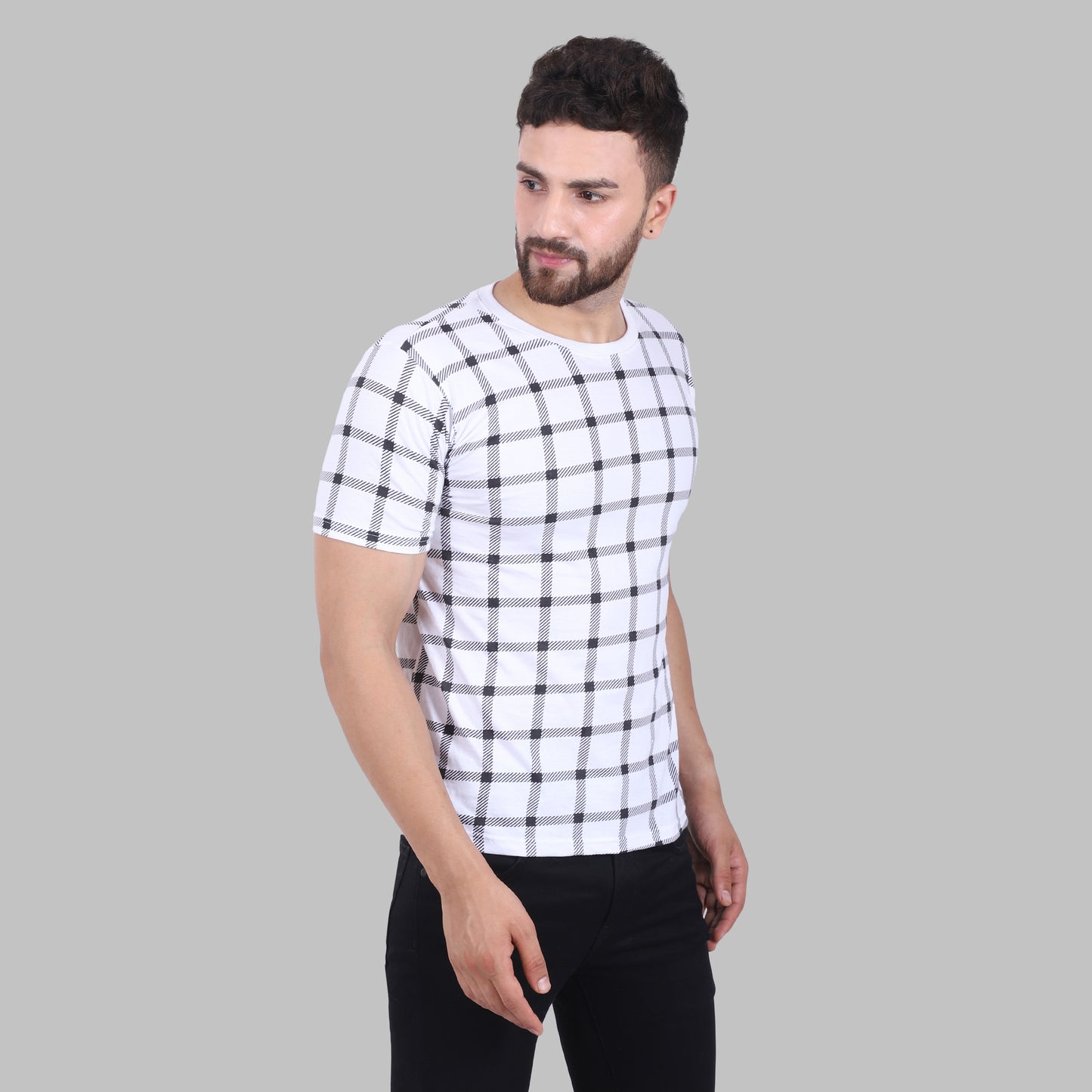 Men's Cotton Printed Round Neck Half Sleeve T-Shirt