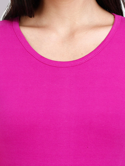 Fleximaa Women's Cotton Plain Round Neck Half Sleeve T-Shirt - fleximaa-so