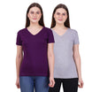 Fleximaa Women's Cotton Plain V Neck Half Sleeve T-Shirt (Pack of 2) - Fleximaa