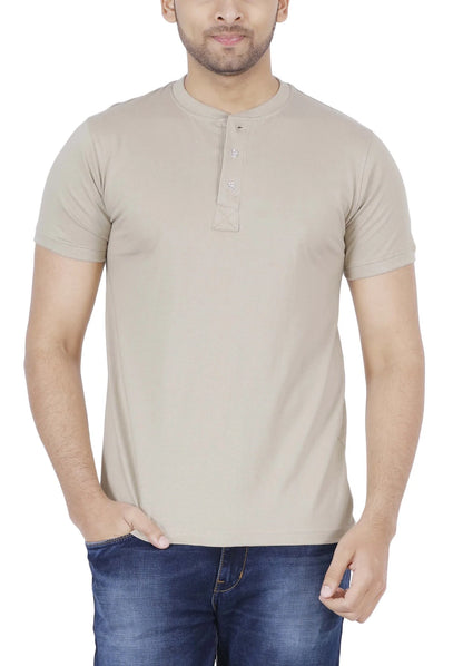 Men's Cotton Plain Henley Neck T-Shirt