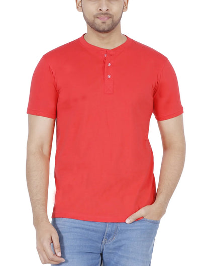 Men's Cotton Plain Henley Neck T-Shirt