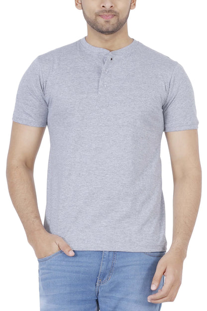 Men's Cotton Plain Henley Neck T-Shirt