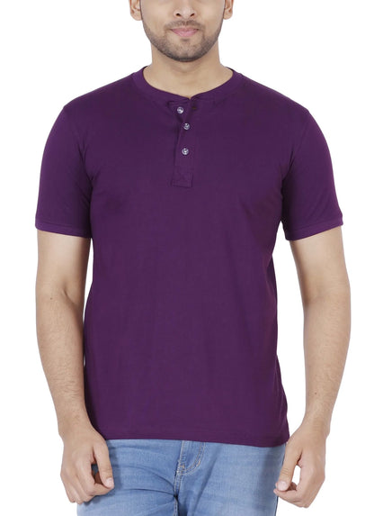 Men's Cotton Plain Henley Neck T-Shirt