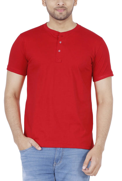 Men's Cotton Plain Henley Neck T-Shirt