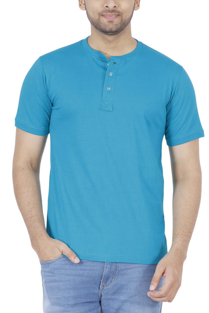 Men's Cotton Plain Henley Neck T-Shirt