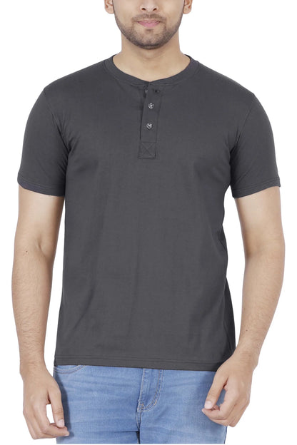 Men's Cotton Plain Henley Neck T-Shirt