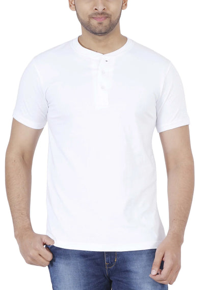 Men's Cotton Plain Henley Neck T-Shirt
