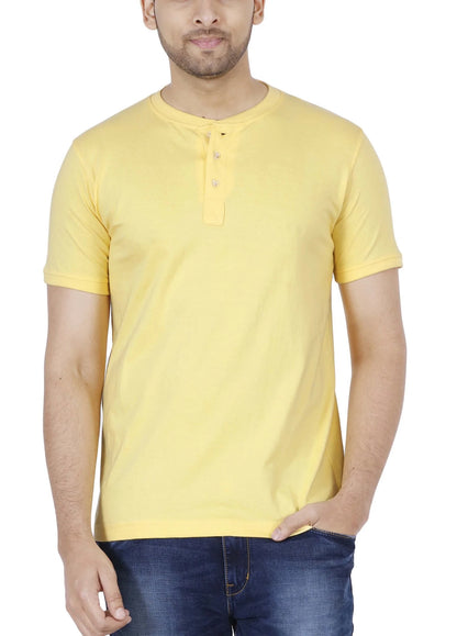 Men's Cotton Plain Henley Neck T-Shirt