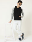 Men's Cotton Full Sleeve Color Block Blackgrey Color Hoodies/Sweatshirts