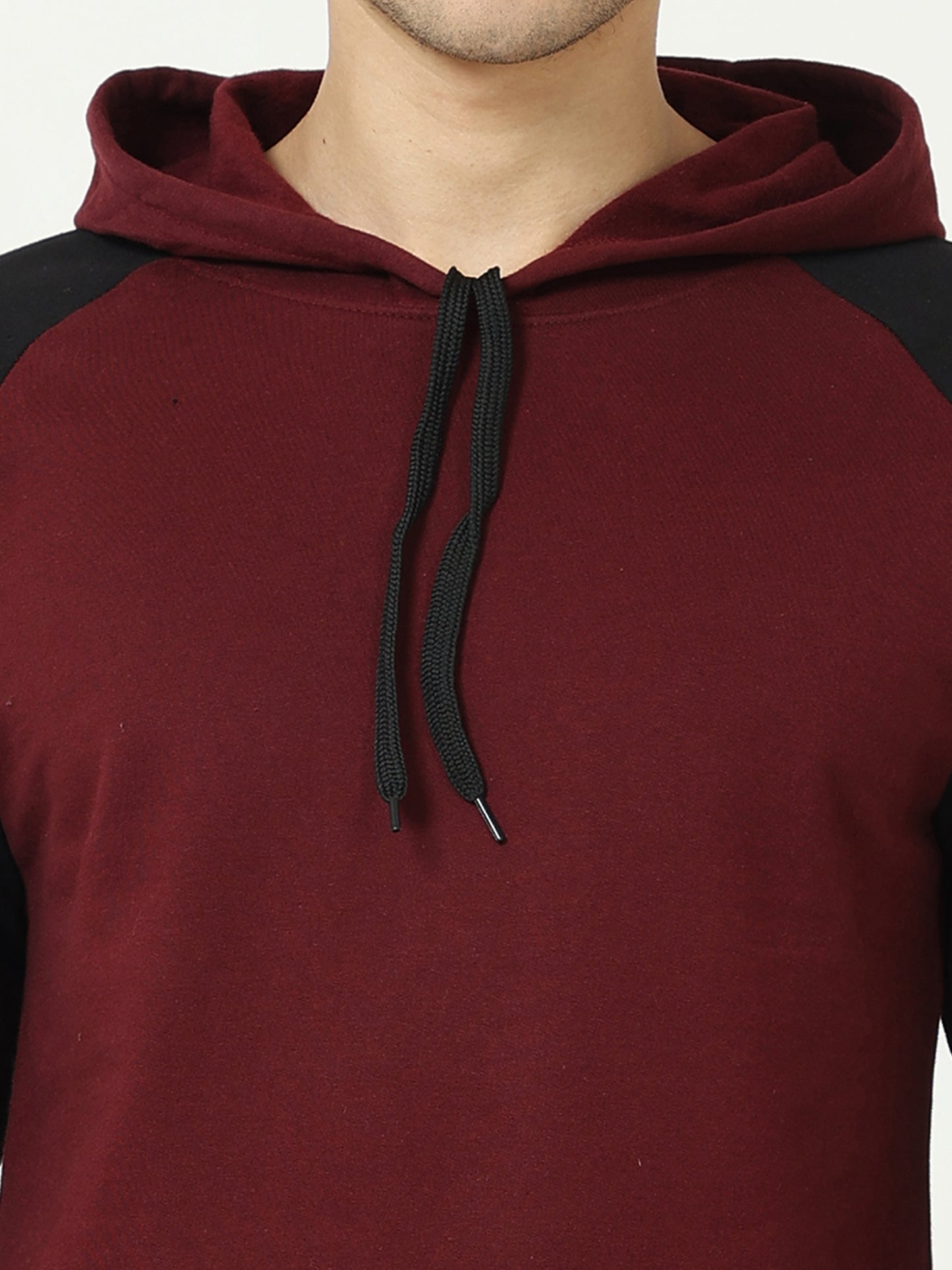 Men's Cotton Full Sleeve Color Block Maroonblack Color Hoodies/Sweatshirts