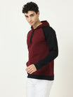 Men's Cotton Full Sleeve Color Block Maroonblack Color Hoodies/Sweatshirts