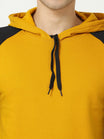 Men's Cotton Full Sleeve Color Block Mustardblack Color Hoodies/Sweatshirts