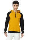 Men's Cotton Full Sleeve Color Block Mustardblack Color Hoodies/Sweatshirts