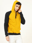 Men's Cotton Full Sleeve Color Block Mustardblack Color Hoodies/Sweatshirts