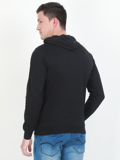 Men's Cotton Full Sleeve Printed Black Color Hoodies/Sweatshirts