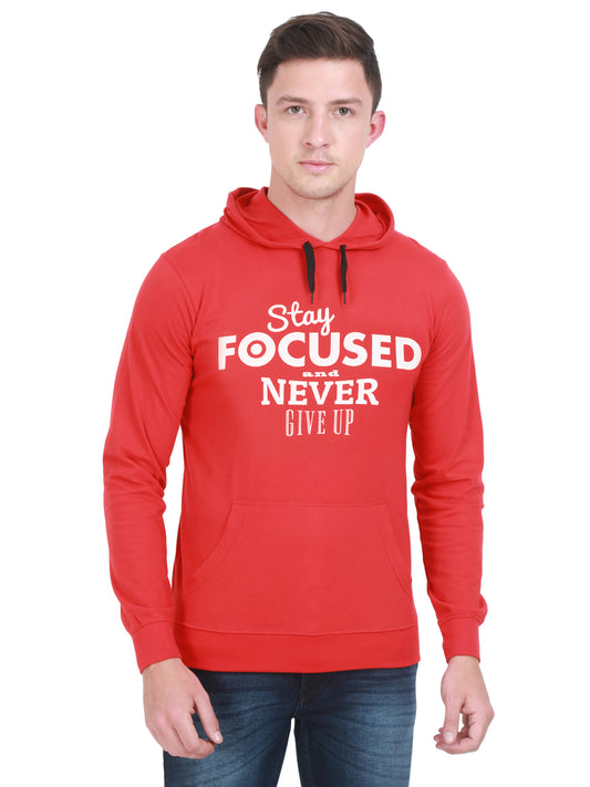 Men's Cotton Full Sleeve Printed Red Color Hoodies/Sweatshirts