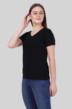 Fleximaa Women's Cotton Plain V Neck Half Sleeve T-Shirt - fleximaa-so