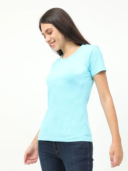 Fleximaa Women's Cotton Plain Round Neck Half Sleeve T-Shirt-2 - fleximaa-so