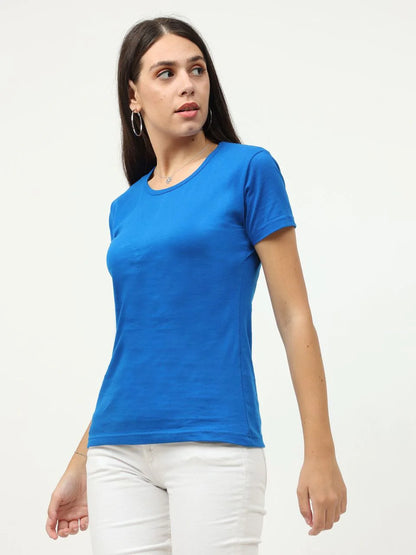Fleximaa Women's Cotton Plain Round Neck Half Sleeve T-Shirt-2 - fleximaa-so