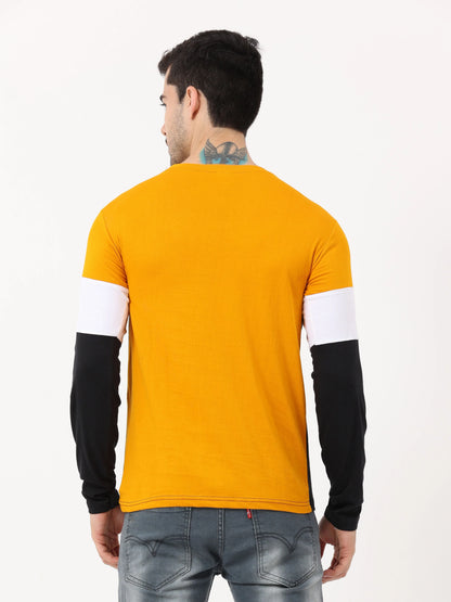 Fleximaa Men's Cotton Round Neck Color Block Full Sleeve T-Shirt - fleximaa-so