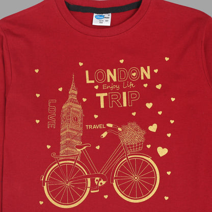 Boys & Girls Cotton Printed Round Neck Full Sleeve T-Shirt