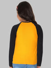 Boys & Girls Printed Raglan Full Sleeve Mustardblack Color T-Shirt