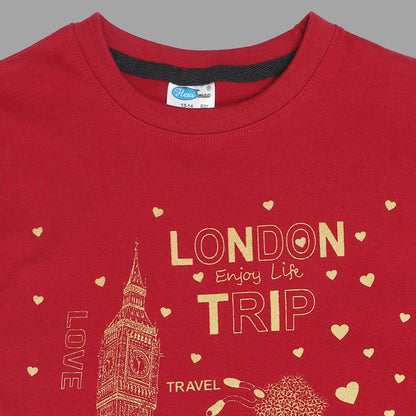 Boys & Girls Cotton Printed Round Neck Half Sleeve T-Shirt