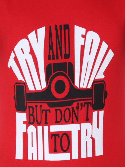Boys & Girls Printed Raglan Half Sleeve Redblack Color T-Shirt