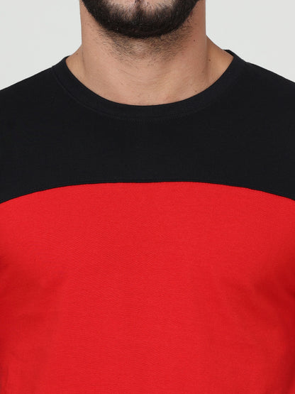 Fleximaa Men's Cotton Round Neck Color Block Full Sleeve T-Shirt - fleximaa-so