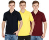 Men's Cotton Plain Polo Neck Half Sleeve T-Shirt - (Pack of 3)