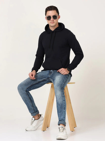 Fleximaa Men's Cotton Hooded Neck Plain Sweatshirt/Hoodies