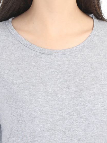 Fleximaa Women's Cotton Plain Round Neck Full Sleeve T-Shirt - fleximaa-so
