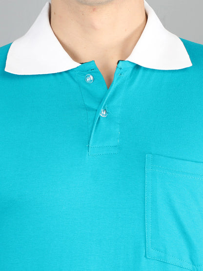 Fleximaa Men's Cotton Plain Polo Neck Half Sleeve T-Shirt - fleximaa-so