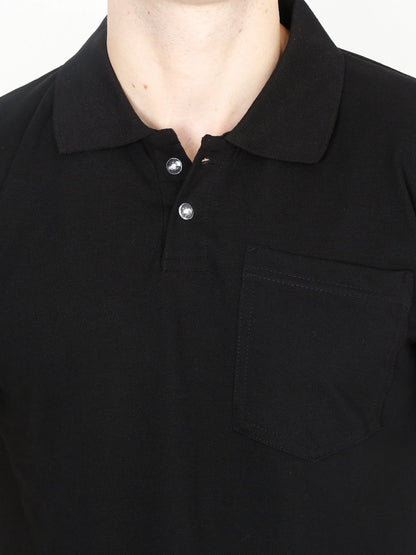 Fleximaa Men's Cotton Plain Polo Neck Half Sleeve T-Shirt - fleximaa-so