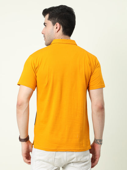 Men's Cotton Color Block Half Sleeve Polo Neck T-Shirt