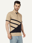 Men's Cotton Polo Neck Color Block Half Sleeve T-Shirt
