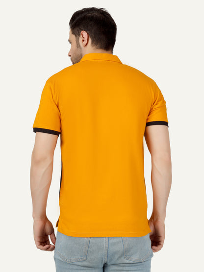 Men's Cotton Polo Neck Color Block Half Sleeve T-Shirt