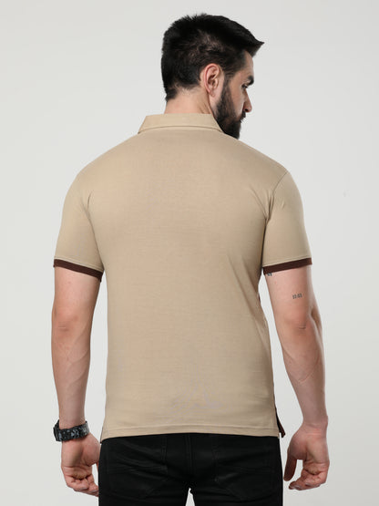 Men's Cotton Color Block Polo Neck Half Sleeve T-Shirt