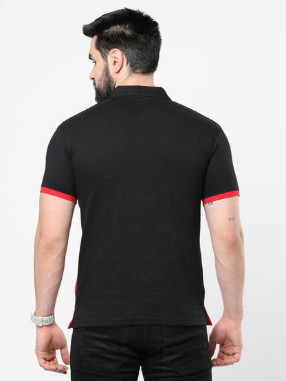 Men's Cotton Color Block Polo Neck Half Sleeve T-Shirt
