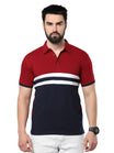Men's Cotton Color Block Polo Neck Half Sleeve T-Shirt