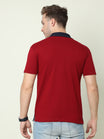 Men's Cotton Color Block Polo Neck Half Sleeve T-Shirt With Pocket