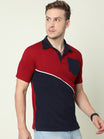 Men's Cotton Color Block Polo Neck Half Sleeve T-Shirt With Pocket