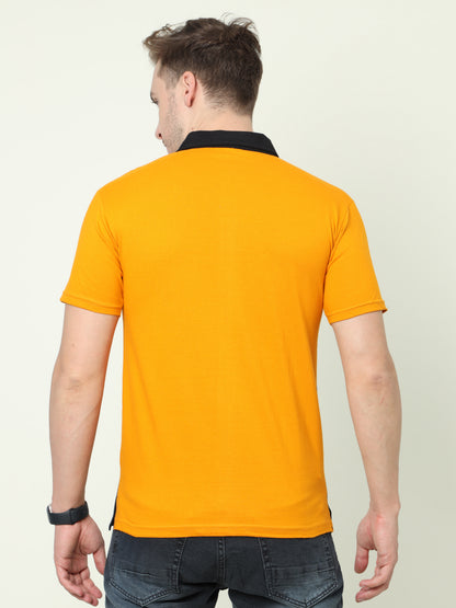 Men's Cotton Color Block Polo Neck Half Sleeve T-Shirt With Pocket