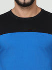 Men's Cotton Round Neck Color Block Full Sleeve Blackroyalblue Color T-Shirt