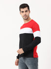 Men's Cotton Round Neck Color Block Full Sleeve T-Shirt