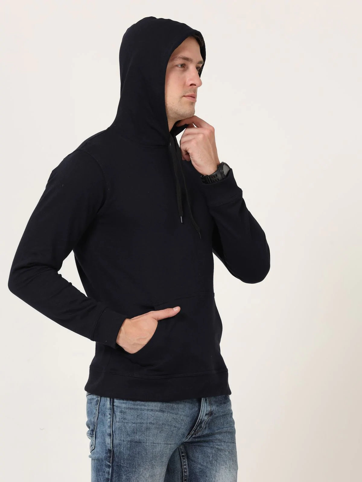 Fleximaa Men's Cotton Hooded Neck Plain Sweatshirt/Hoodies